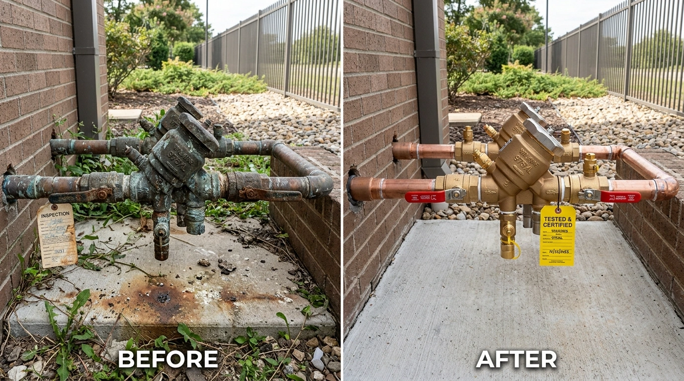 Backflow Testing Repair and Replacement Before and After - Temecula CA - Resort Temec Plumbers
