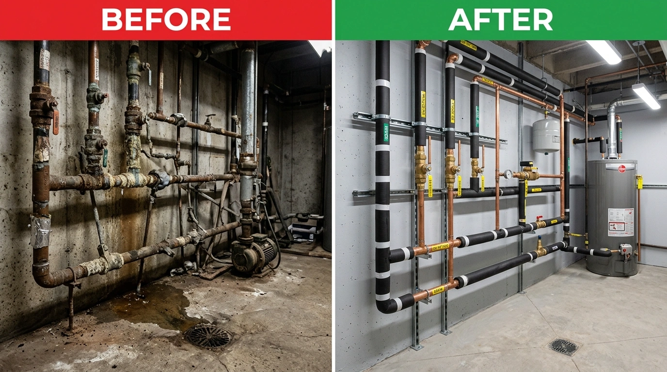 Before and After Commercial Plumbing Project - Resort Temec Plumbers - Temecula CA