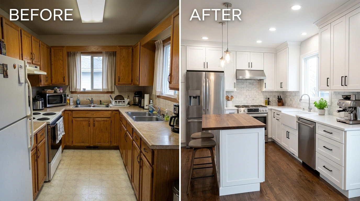 Kitchen Remodeling Before and After Plumbing Work in Temecula CA - Sink Relocation, Island Rough-In, Pot Filler Installation by Resort Temec Plumbers