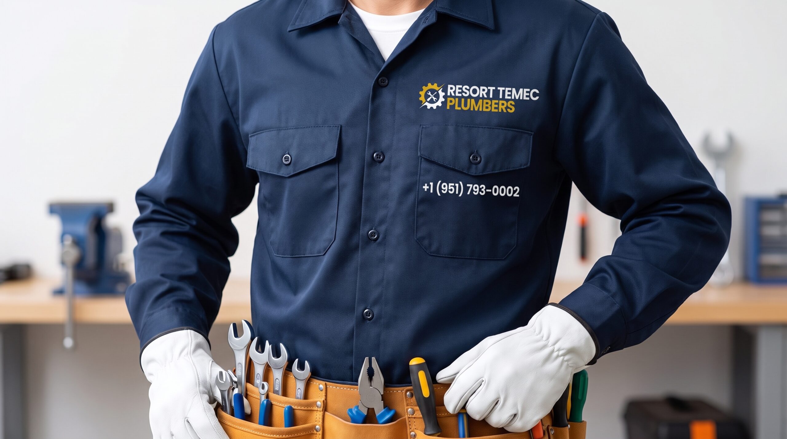Licensed professional plumber with tools ready for emergency repair in Temecula CA