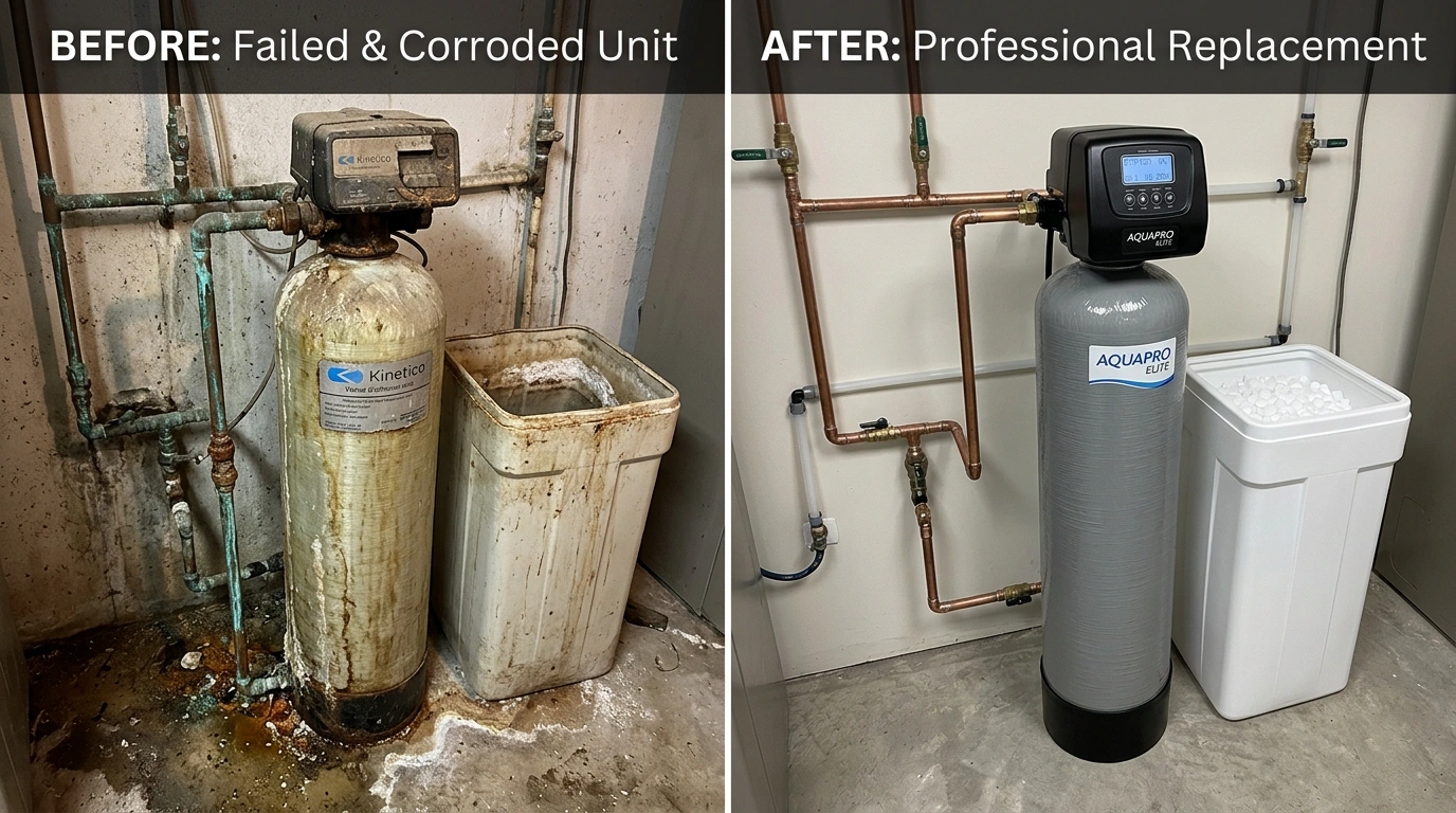 Water Softener Replacement Before and After - Resort Temec Plumbers Temecula CA